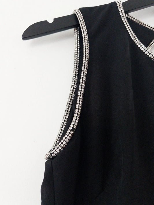 Rhinestone Trimmed Gown Donna Karan New York 