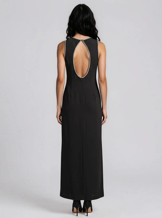 Rhinestone Trimmed Gown Donna Karan New York 