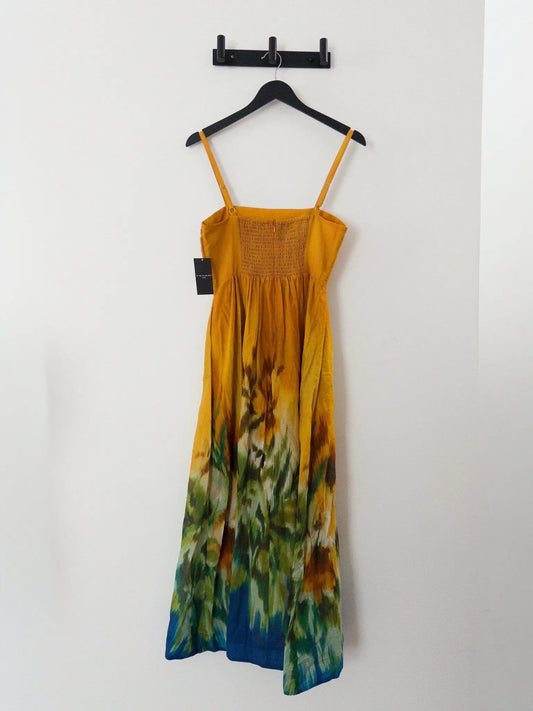 Ruched-Bodice Border-Print Midi Dress Tahari 