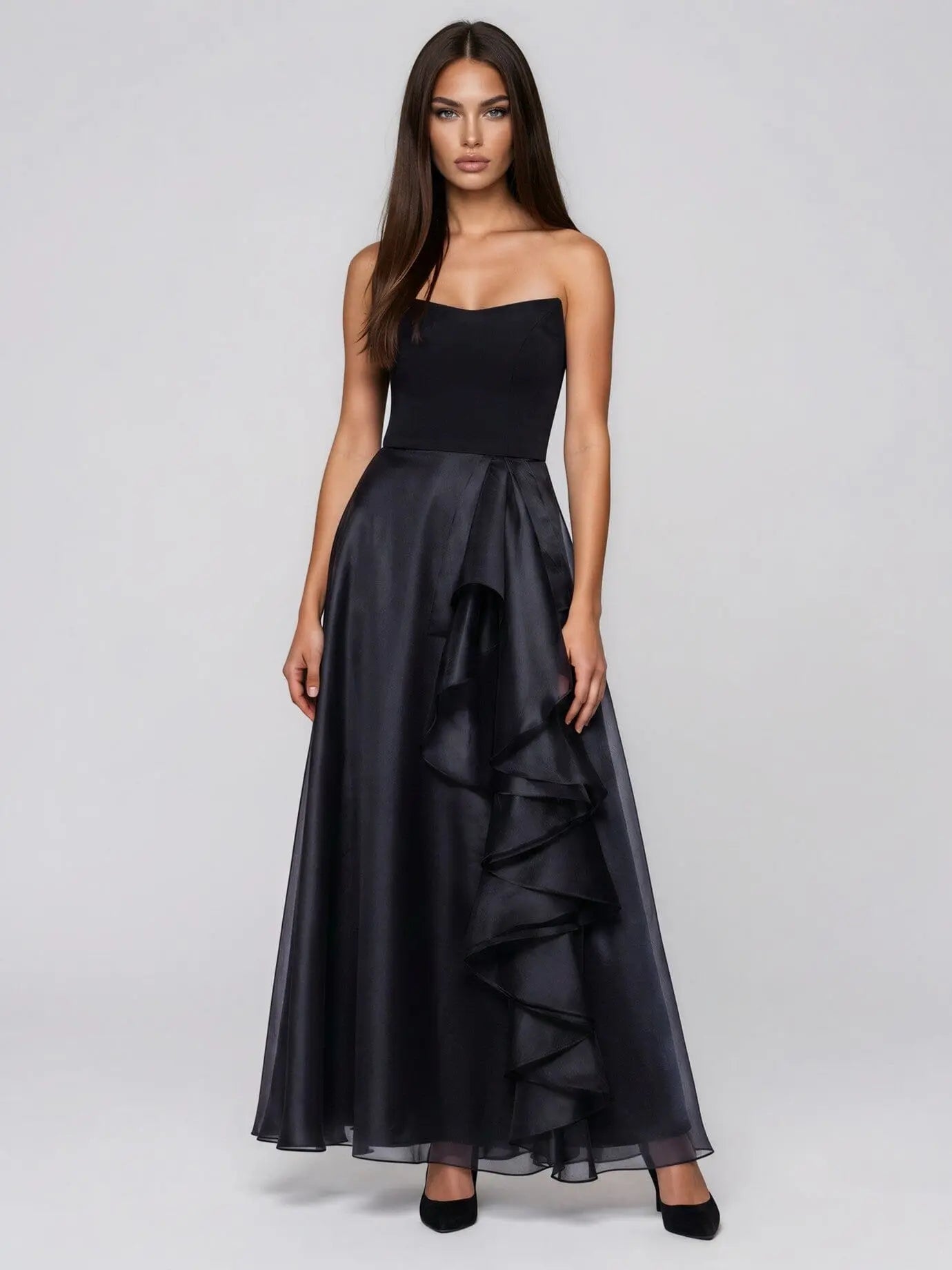 Ruffled Strapless Ball Gown Betsy & Adam 