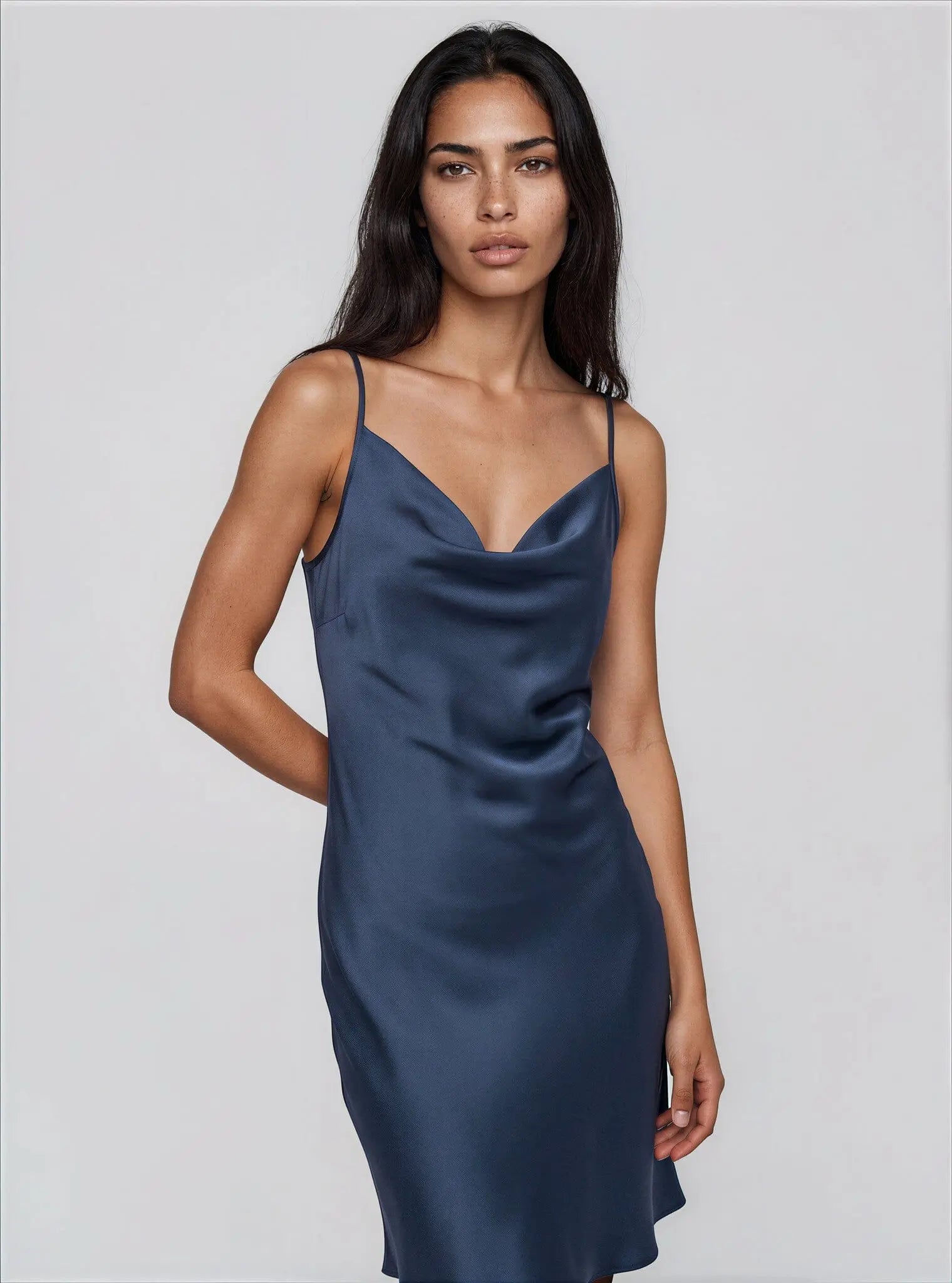 Satin Cowlneck Sleeveless Slip Dress DKNY 