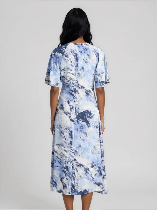 Satin Printed Midi Dress Luxely 