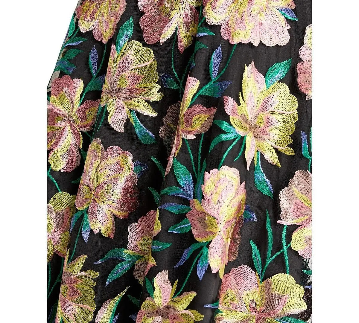 Satin Tie-Waist Floral-Embroidered Dress Tahari 