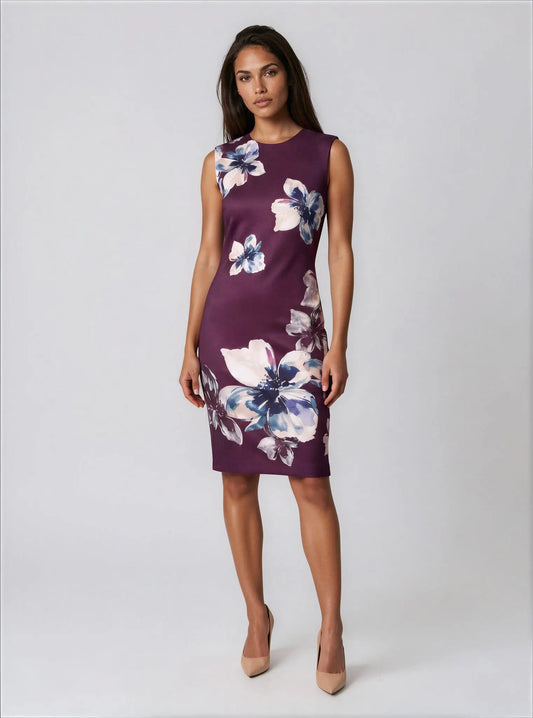 Scuba Floral-Print Sheath Dress - Layalita