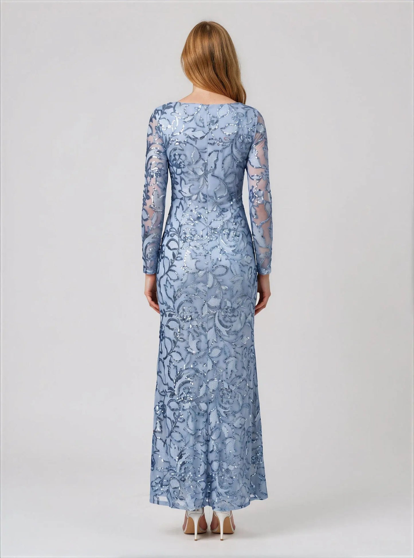 Sequin Embellished Long-Sleeve Gown Adrianna Papell 