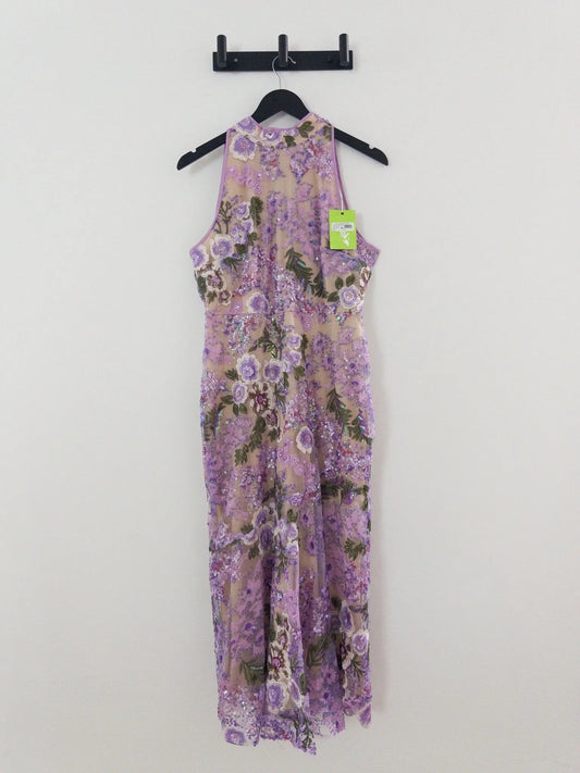 Sequined High-Neck Halter Tie-Back Dress - Layalita