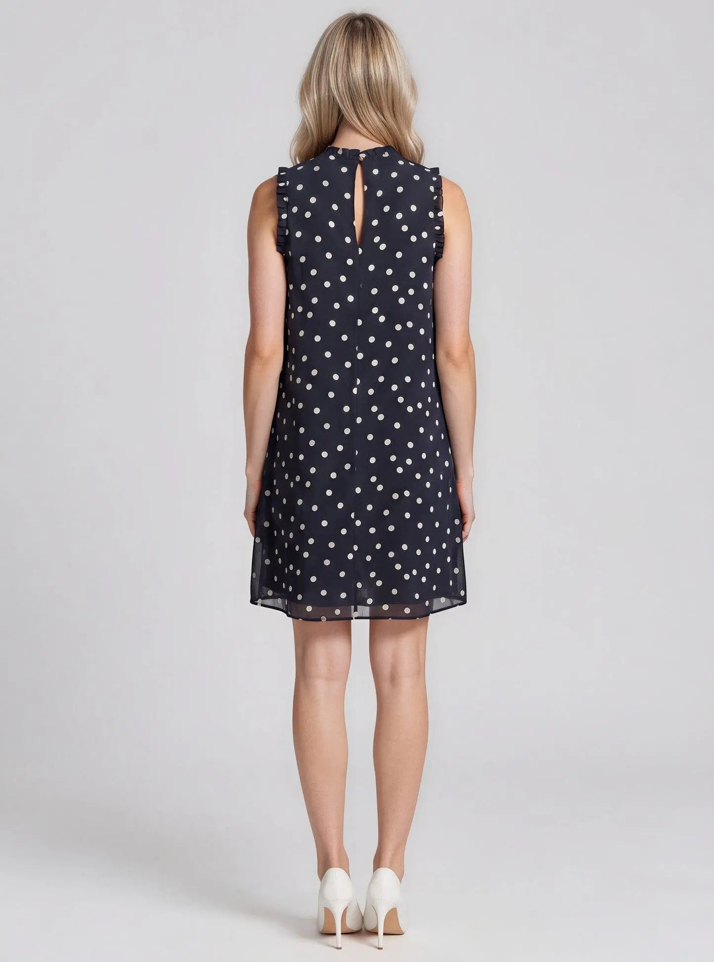 Sleeveless Ruffled Chiffon Shift Dress - Layalita