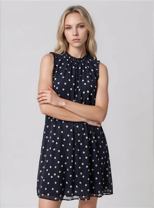 Sleeveless Ruffled Chiffon Shift Dress - Layalita