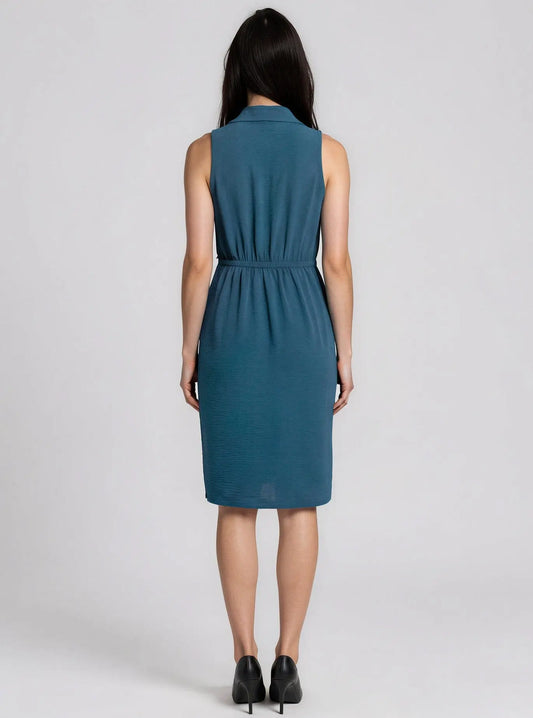 Sleeveless Wrap V-Neck Sheath Dress - Layalita