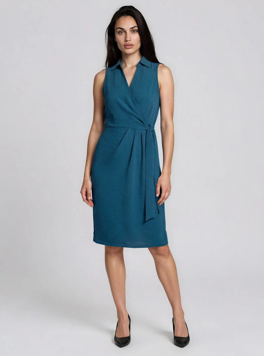Sleeveless Wrap V-Neck Sheath Dress - Layalita