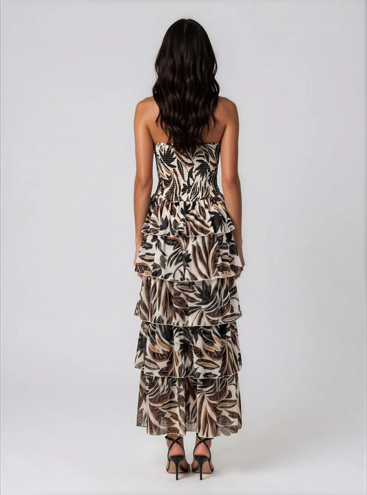 Smocked-Bodice Strapless Maxi Dress - Layalita