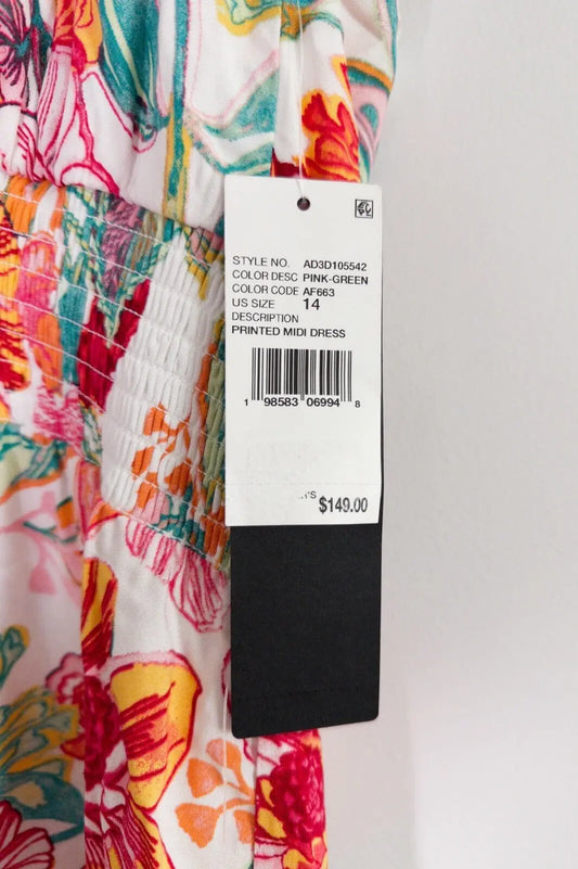 Smocked-Waist Flutter-Sleeve Dress Adrianna Papell 