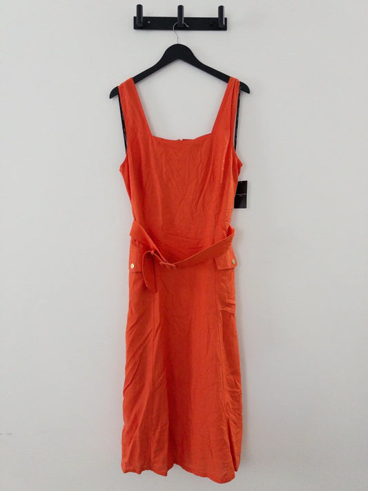 Sqaure - Neck Belted Midi Dress - Layalita
