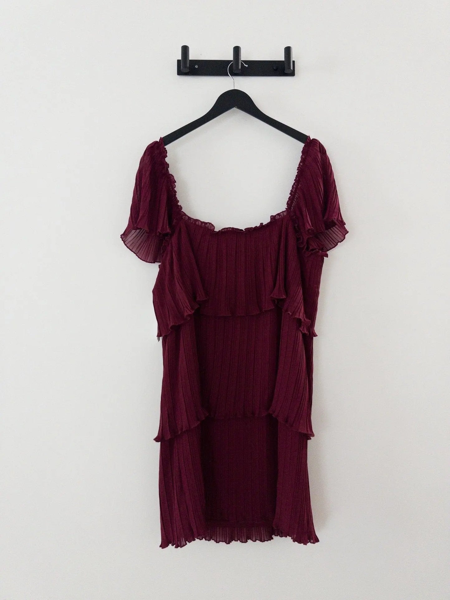 Square-Neck Pleated Tiered Short Dress DKNY 