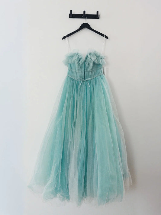 Strapless Glitter Tulle Gown - Layalita