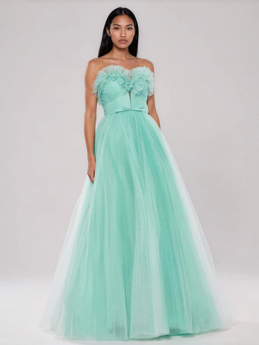 Strapless Glitter Tulle Gown Mac Duggal 
