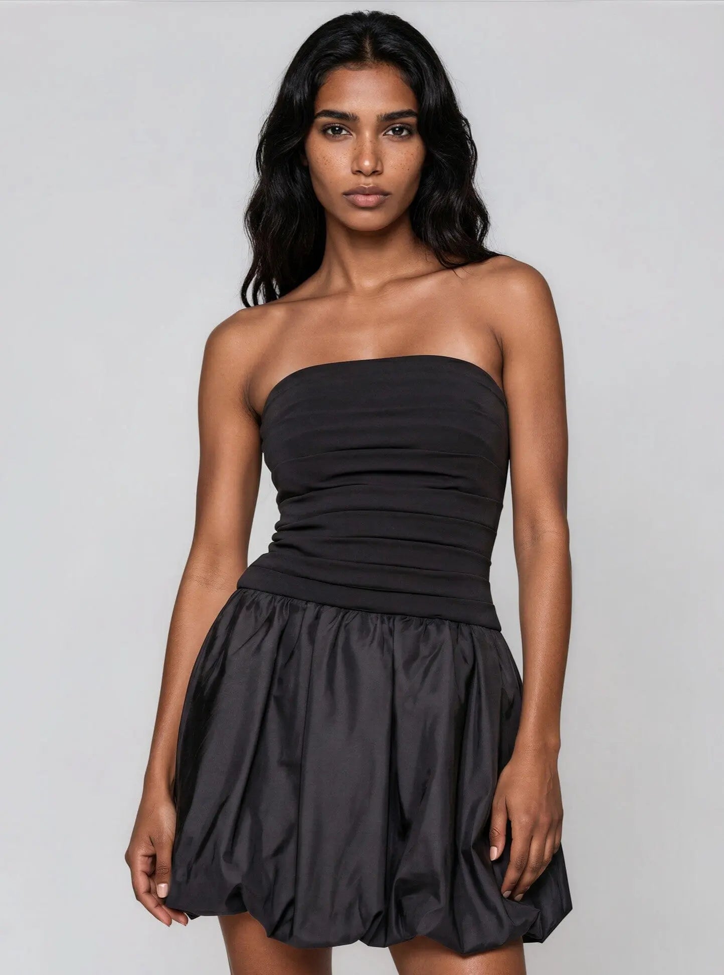 Strapless Mixed-Media Fit & Flare Dress - Layalita