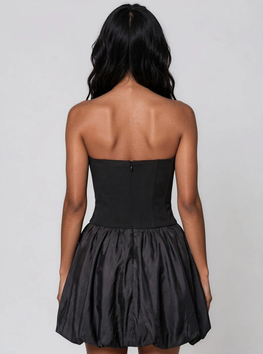 Strapless Mixed-Media Fit & Flare Dress - Layalita