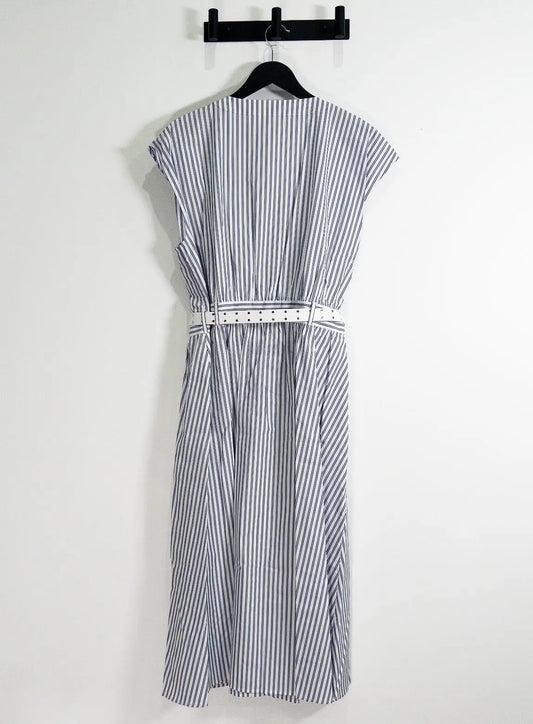 Striped Cotton Poplin Belted Midi Dress Michael Kors 