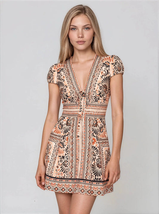 Tie-Front Fit & Flare Dress - Layalita