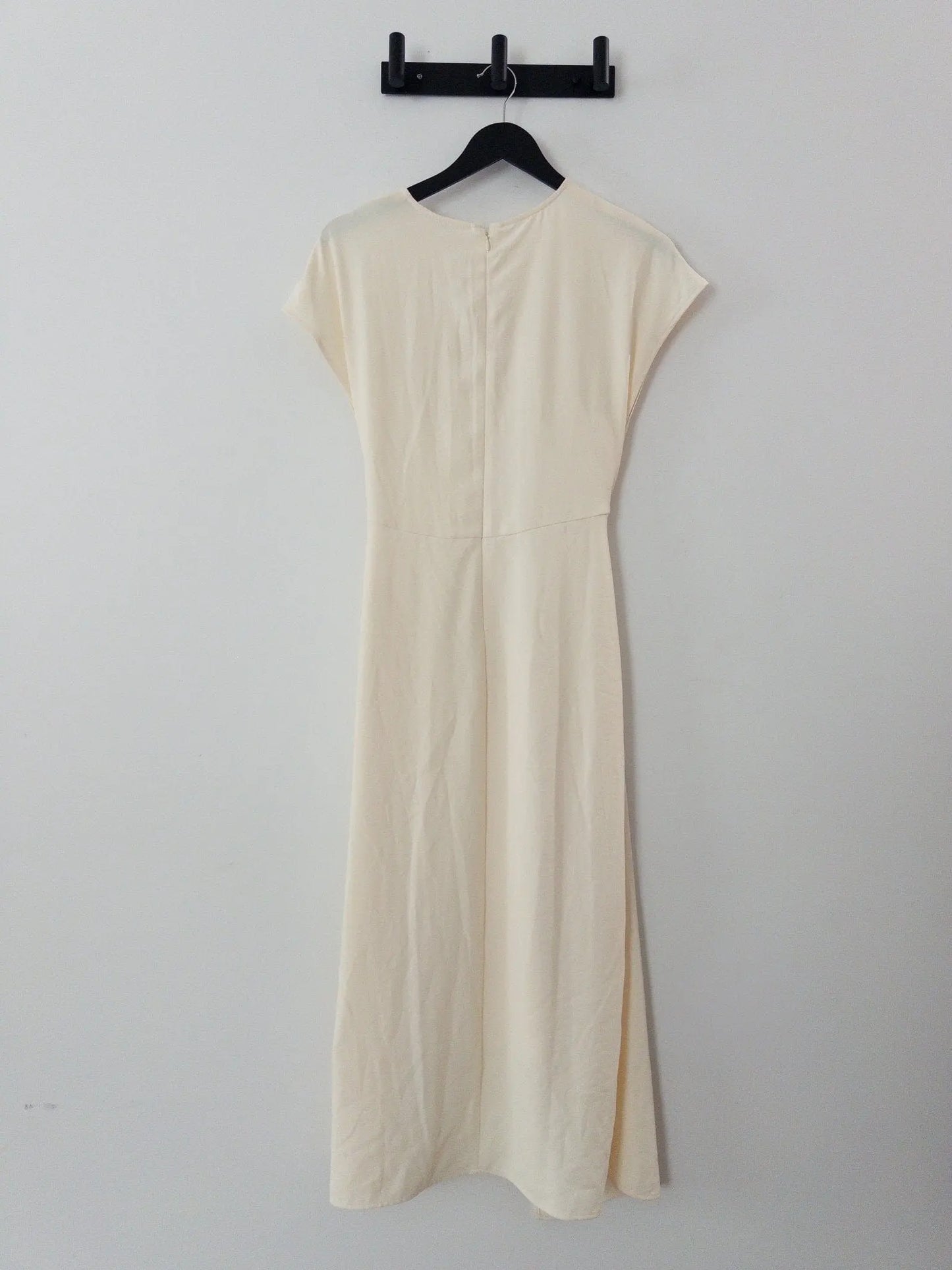 Tie-Front Short-Sleeve Faux-Wrap Midi Dress Luxely 