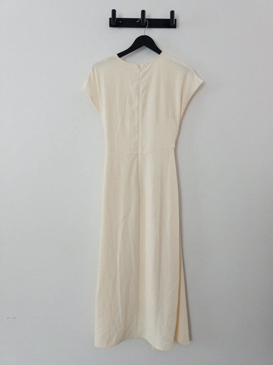 Tie-Front Short-Sleeve Faux-Wrap Midi Dress Luxely 