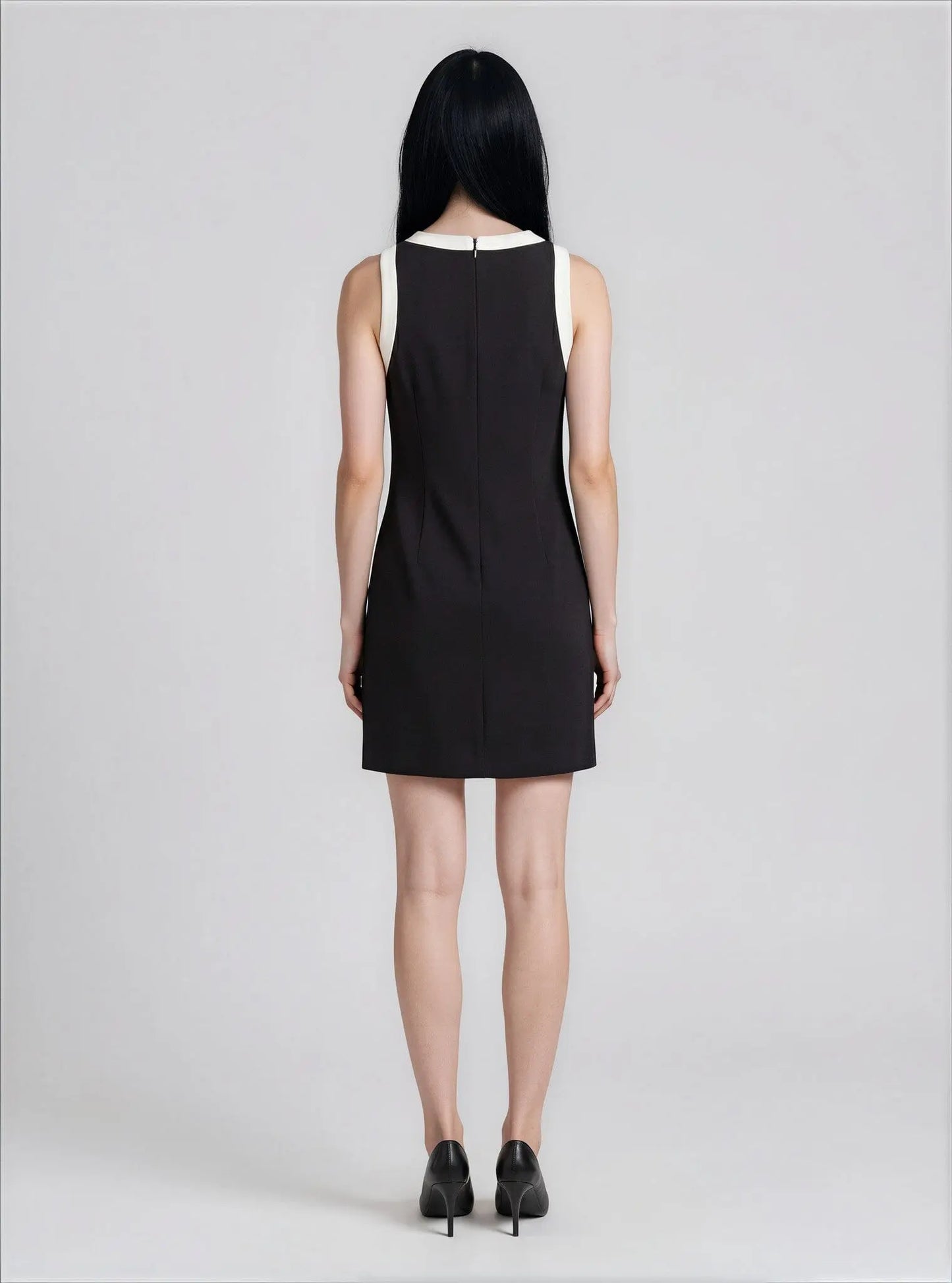 Two-Tone Crepe Sleeveless Shift Dress Lauren Ralph Lauren 