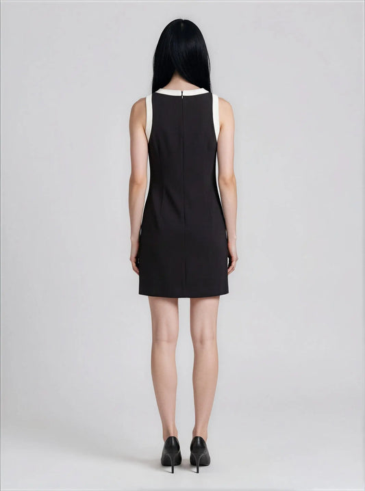 Two-Tone Crepe Sleeveless Shift Dress Lauren Ralph Lauren 