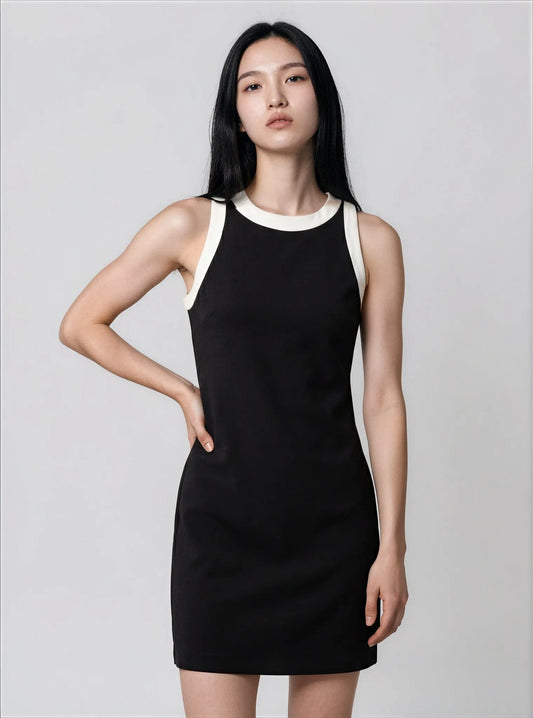 Two-Tone Crepe Sleeveless Shift Dress Lauren Ralph Lauren 
