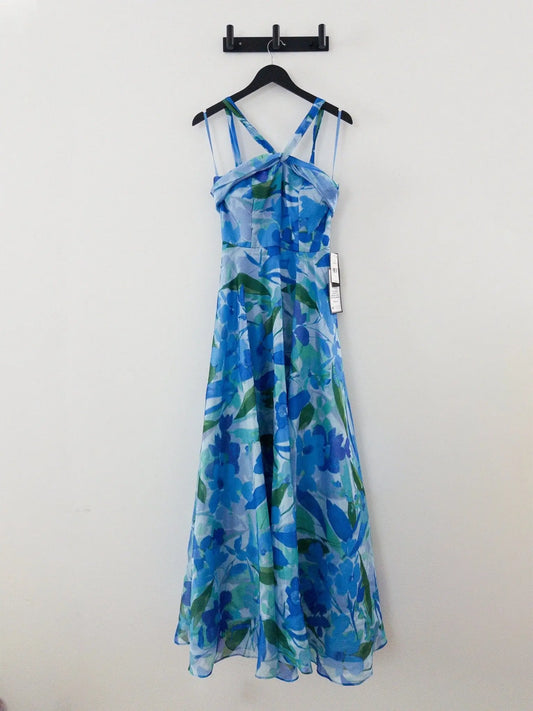 Twisted Halter Printed Sleeveless Gown Taylor 