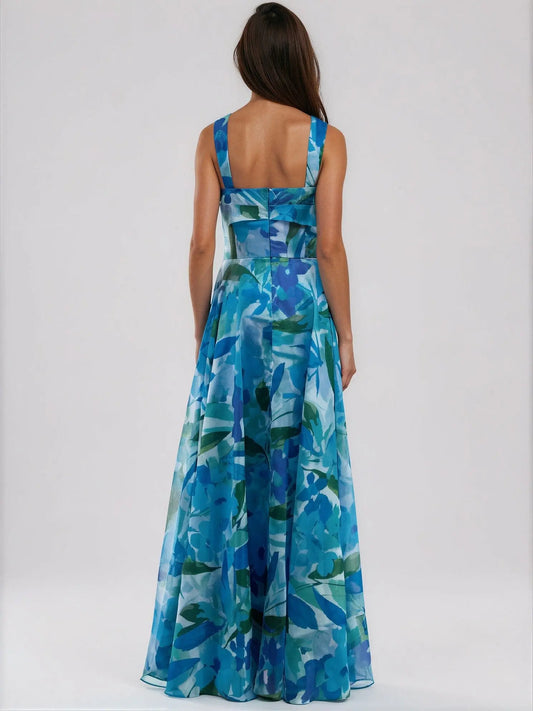 Twisted Halter Printed Sleeveless Gown Taylor 
