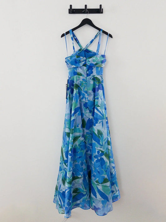 Twisted Halter Printed Sleeveless Gown Taylor 