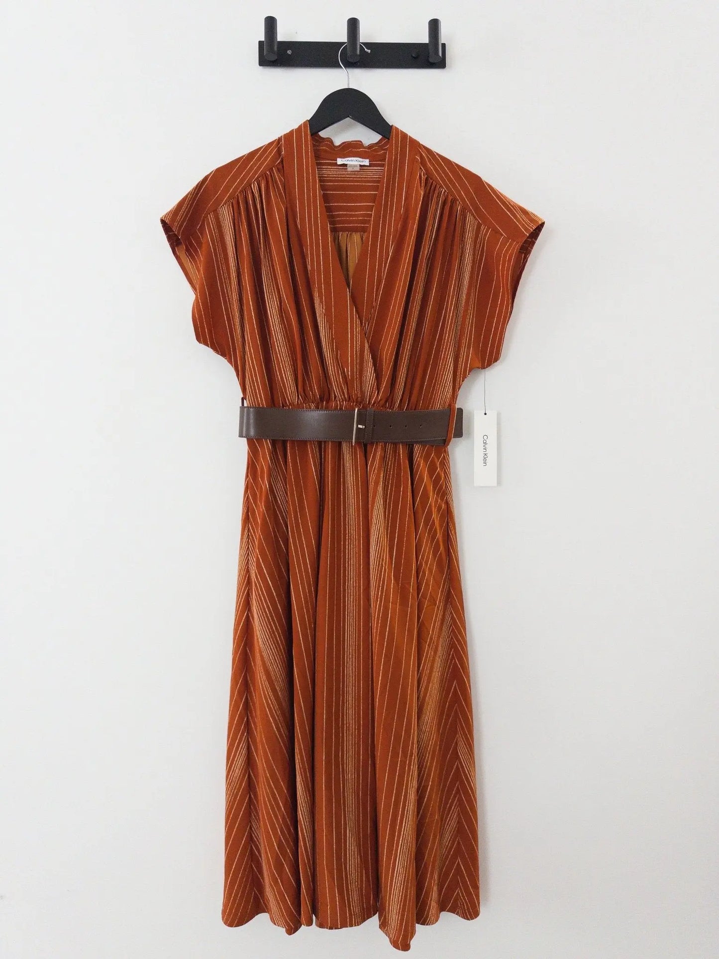 V - Neck Belted Midi Dress - Layalita